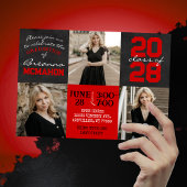 Red & Black Chalkboard 3 Foto Abschluss Einladung