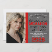 Red & Black Chalkboard Abschluss Foto Einladung (Vorderseite)