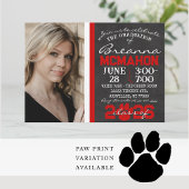 Red & Black Chalkboard Abschluss Foto Einladung