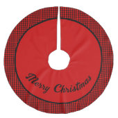 Red & Black checked Personalized Christmas Polyester Weihnachtsbaumdecke (Vorderseite)