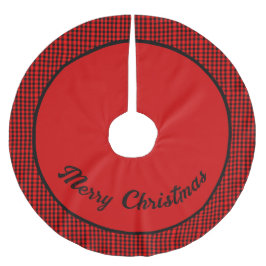 Red & Black checked Personalized Christmas Polyester Weihnachtsbaumdecke