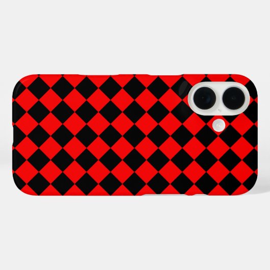 Red Black Checker Diamond Pattern Case-Mate iPhone Hülle (Rückseite (Horizontal))