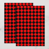 Red Black Checker Diamond Pattern Einladung (Vorne/Hinten)