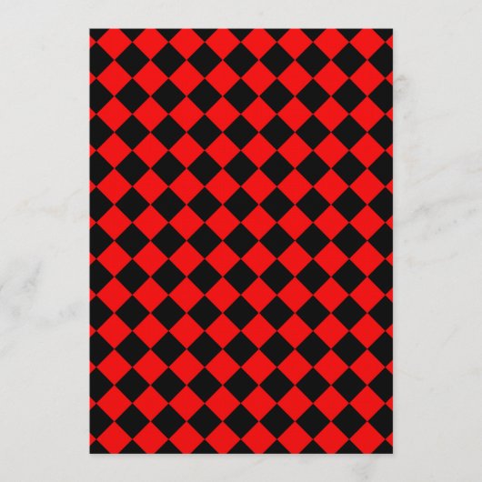Red Black Checker Diamond Pattern Einladung (Vorderseite)