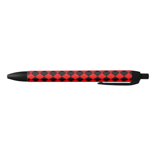 Red Black Checker Diamond Pattern Kugelschreiber (Unterseite)
