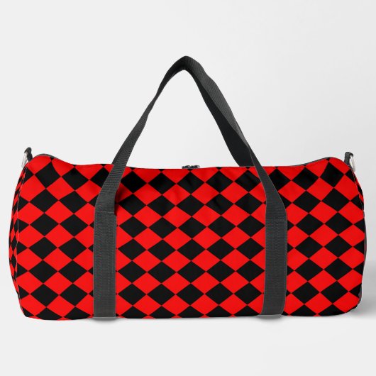Red Black Checker Diamond Pattern Large Duffle Bag (Vorderseite)