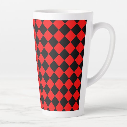 Red Black Checker Diamond Pattern Milchtasse (Rechts)
