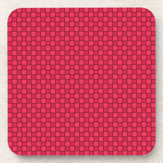 Red Black Checkerboard Getränkeuntersetzer (Vorderseite)
