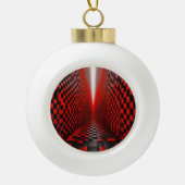 Red & Black Checkerboard Hallway With Light Keramik Kugel-Ornament (Vorderseite)