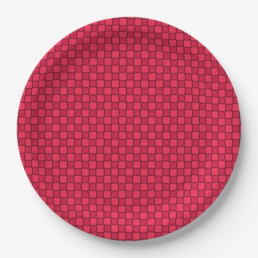 Red Black Checkerboard Pappteller (Vorderseite)