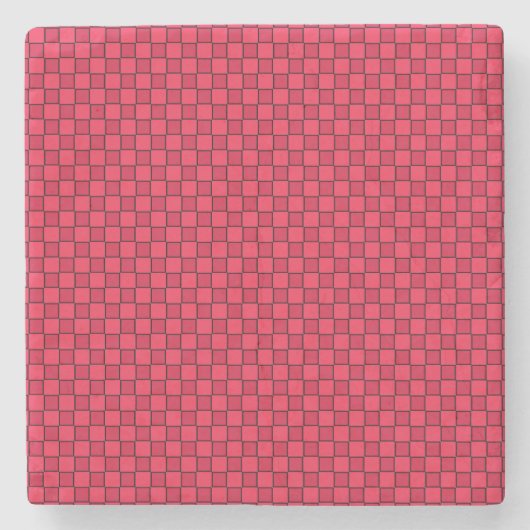 Red Black Checkerboard Steinuntersetzer (Vorderseite)