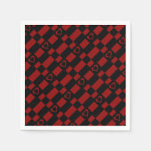 Red & Black Checkered Heart Pattern Napkins Serviette (Vorderseite)