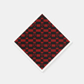 Red & Black Checkered Heart Pattern Napkins Serviette (Ecke)