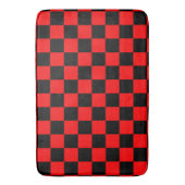 Red Black Checkered Karo Pattern Badematte (Vorderseite Vertikal)