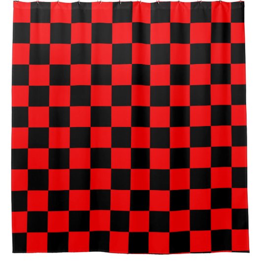 Red Black Checkered Karo Pattern Duschvorhang (Vorderseite)