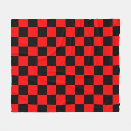 Red Black Checkered Karo Pattern Fleecedecke (Vorderseite (Horizontal))