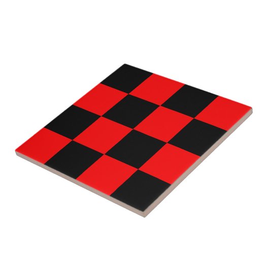 Red Black Checkered Karo Pattern Fliese (Seite)