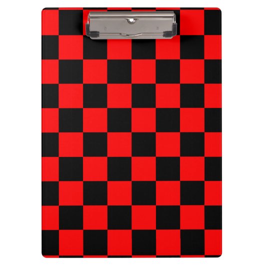 Red Black Checkered Karo Pattern Klemmbrett (Vorderseite)