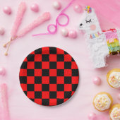 Red Black Checkered Karo Pattern Pappteller (Party)