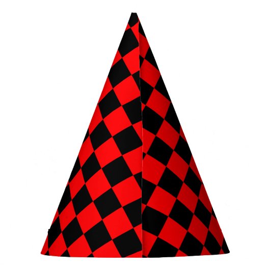 Red Black Checkered Karo Pattern Partyhütchen (Rückseite)