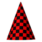 Red Black Checkered Karo Pattern Partyhütchen (Vorderseite)