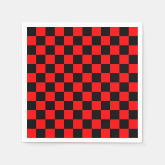Red Black Checkered Karo Pattern Serviette (Vorderseite)