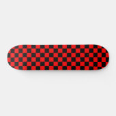 Red Black Checkered Karo Pattern Skateboard (Horizontal)