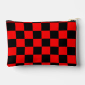 Red Black Checkered Karo Pattern Zubehörtasche (Rückseite)