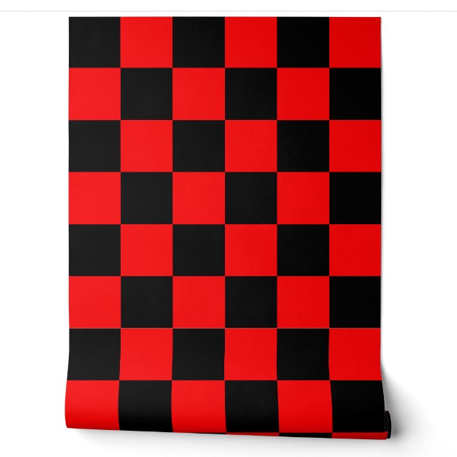 Red Black Checkered Karo Wall Decke Tapete (Abrollen)