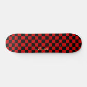 Red Black Checkered Pattern Gold Monogramm signier Skateboard (Horizontal)