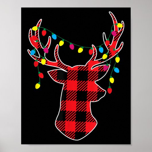 Red Black Christmas Buffalo Plaid Deer Women Men K Poster (Vorne)