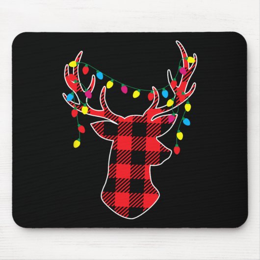 Red Black Christmas Geschenke Buffalo Karierte Hir Mousepad (Vorne)