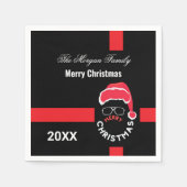Red Black Christmas Holiday Party Serviette (Vorderseite)