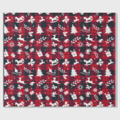 Red Black Christmas Wrapping Paper Geschenkpapier (Flach)