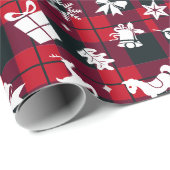 Red Black Christmas Wrapping Paper Geschenkpapier (Rolleneckpunkt)