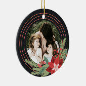 Red Black Circle Christmas Foto Poinsettia Floral Keramik Ornament (Rechts)