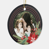 Red Black Circle Christmas Foto Poinsettia Floral Keramik Ornament (Links)