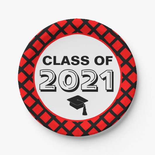 Red & Black Class 2024 Abschluss Pappteller (Vorderseite)