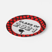 Red & Black Class 2024 Abschluss Pappteller (Schrägansicht)