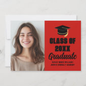Red Black Class of 2025 Graduate Foto Abschluss Ankündigung (Vorderseite)