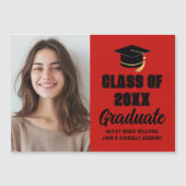 Red Black Class of 2026 Graduation Photo Magnet (Vorderseite)