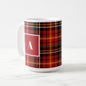 Red Black Classic Christmas Kariert Monogram Initi Kaffeetasse (Vorderseite Links)