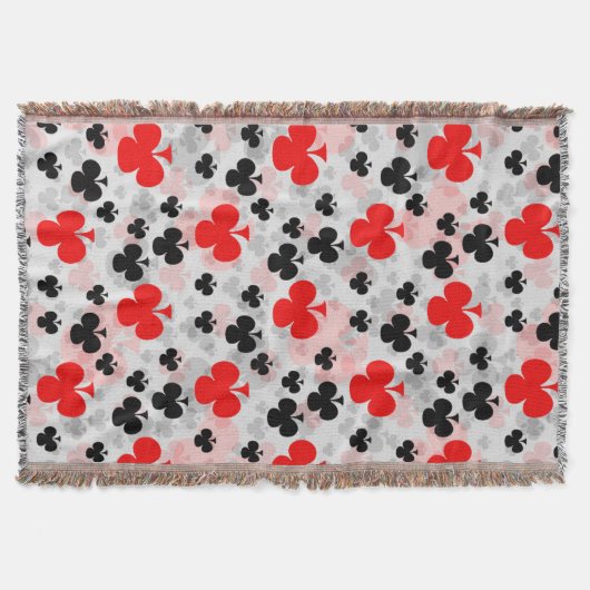 Red Black Clover Club Abstraktes Muster Decke (Vorderseite)