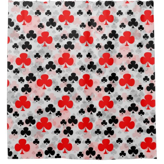 Red Black Clover Club Abstraktes Muster Duschvorhang (Vorderseite)