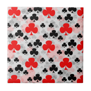 Red Black Clover Club Abstraktes Muster Fliese