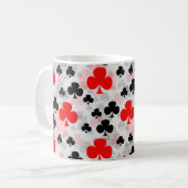 Red Black Clover Club Abstraktes Muster Kaffeetasse (Vorderseite Links)