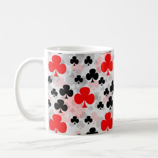 Red Black Clover Club Abstraktes Muster Kaffeetasse (Links)