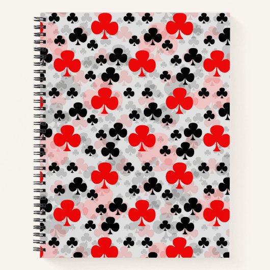 Red Black Clover Club Abstraktes Muster Notizblock (Vorderseite)