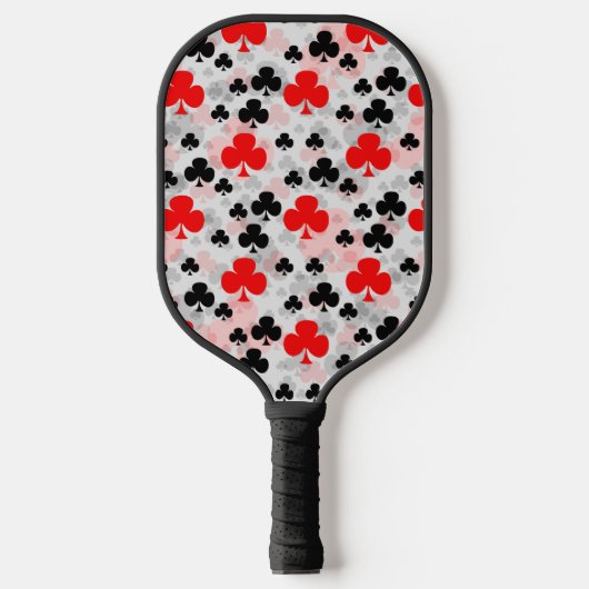 Red Black Clover Club Abstraktes Muster Pickleball Schläger (Vorderseite)