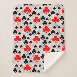 Red Black Clover Club Abstraktes Muster Sherpadecke